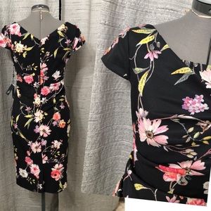 Floral Adrianna Papell draped pencil midi dress 4